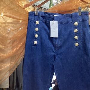 Derek Lam 10 Crosby Navy High-Rise Button Front Jeans